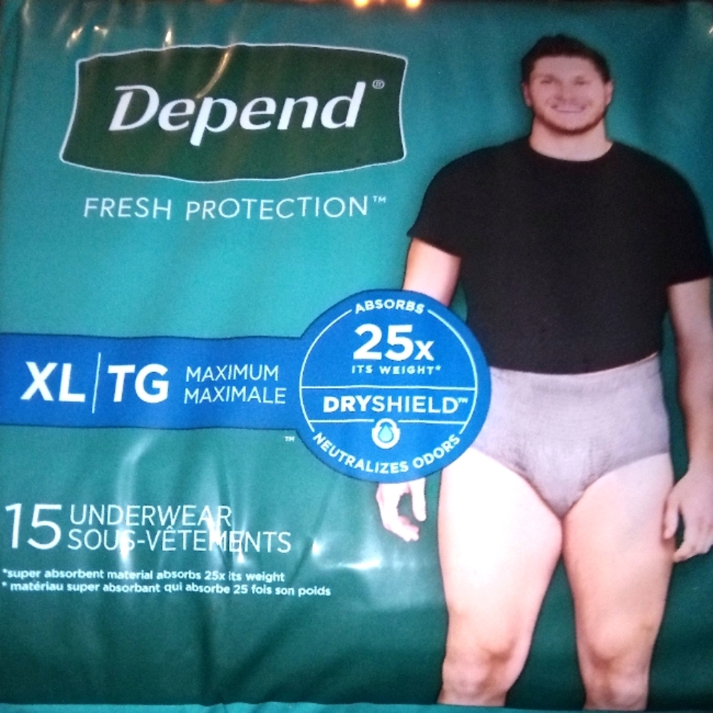 NEW 15 Men’s XL Depends fresh protection dry shield Disposable Underwear